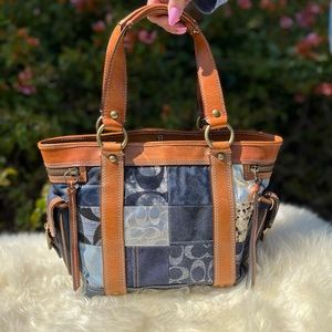 RARE. Authentic Coach Denim Patchwork Tote